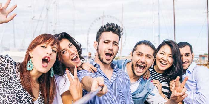 Young people out together having fun