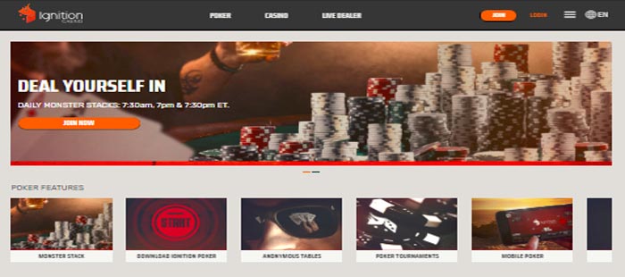 Ignition Casino homepage