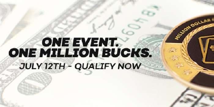 cash with the text one event, one million bucks, July 12th, qualify now, written on top