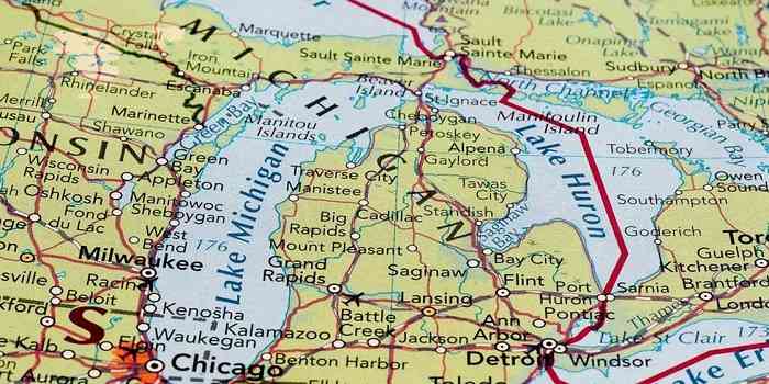 photograph of a map of michigan usa